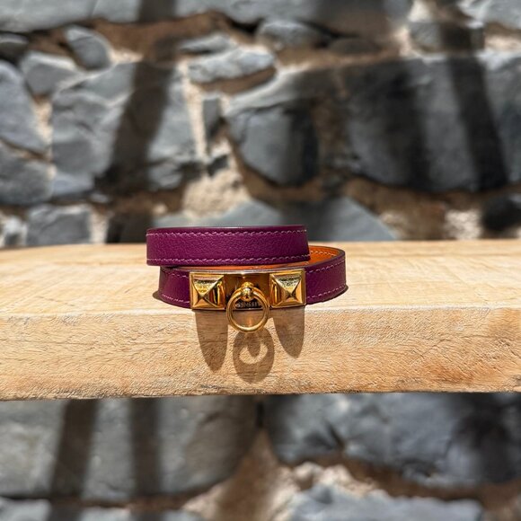Hermès Purple Double Tour Rivale GHW Wrap Bracelet - Picture 1 of 12